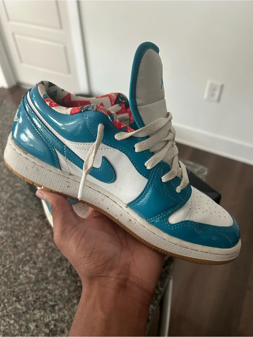 Kids' Low-Top Sneakers in Teal and White